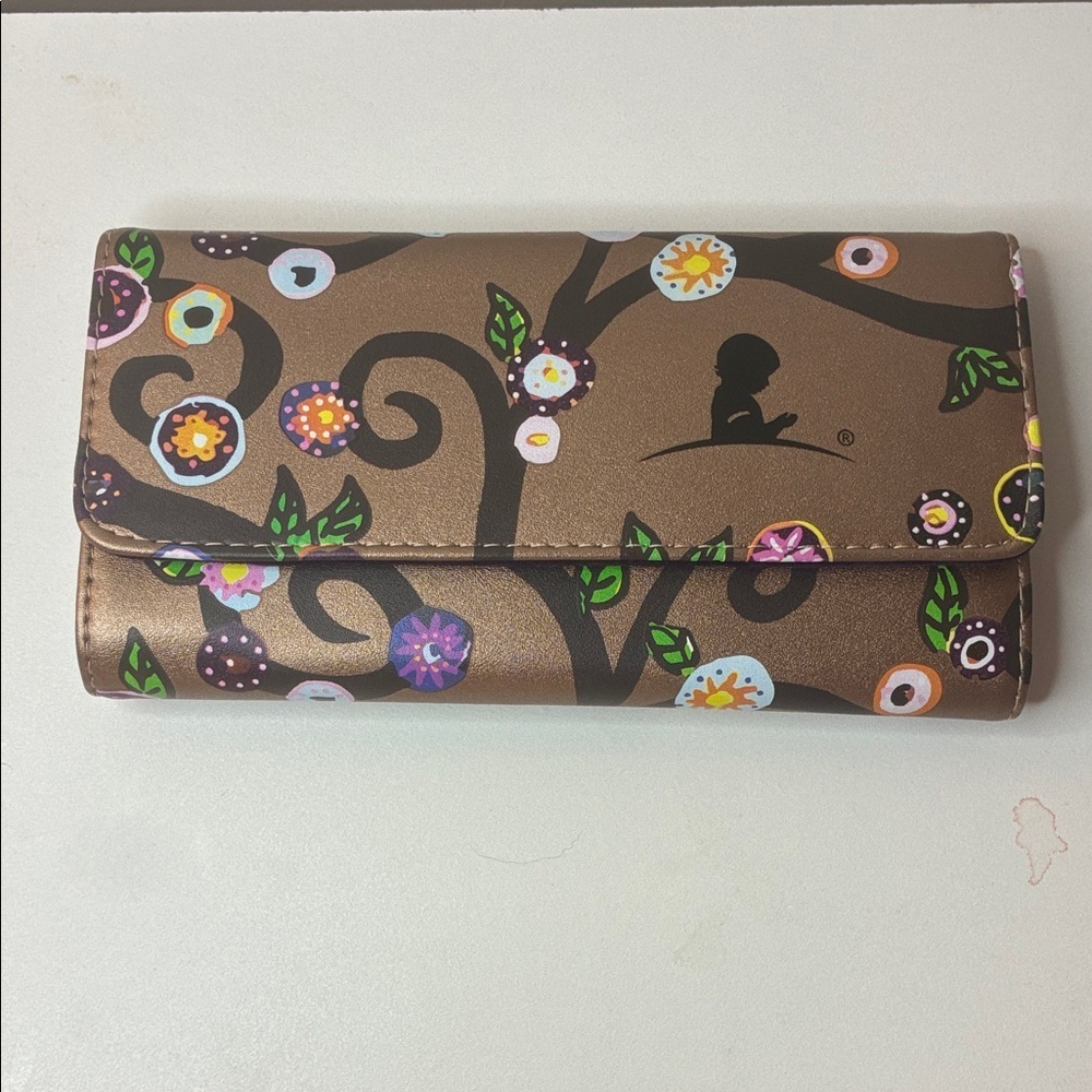 St Jude Rose Metallic Gold Trifold Travel Jewelry Pouch Flower Vine 4”x8” - Picture 2 of 8